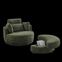Streamdale Furniture 39" Oversized Swivel Chair with Storage Ottoman & Pillows