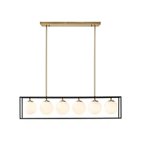Helena 6-Light Frosted Glass Globe Linear Chandelier