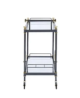 Simplie Fun Cyrus Serving Cart, Black/Gold & Clear Glass