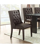 Streamdale Furniture Espresso Tufted Dining Chairs, Set of 2