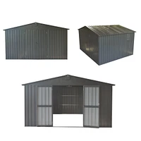 Dark Gray 11'x12.5' Steel Frame Shed with Windows