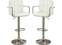 Set of 2 White Faux Leather Barstool Chairs