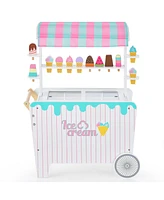 Costway Kid's Ice Cream Cart Food Trunk Play Toy Set with Display Rack & Accessories