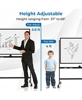 Costway 32 x 48'' Portable Rolling White Board Reversible Dry Erase Board