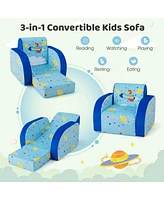 Costway 3-in-1 Convertible Kid's Sofa Multifunctional Flip-out Lounger Bed Armchair