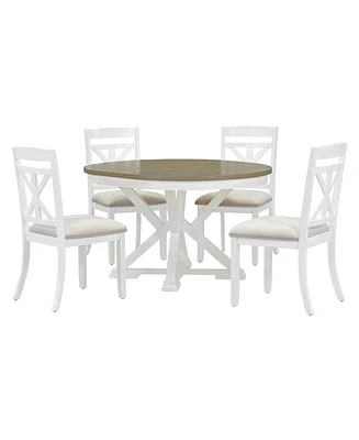 Streamdale Furniture Retro 5-Piece Dining Set with Extendable Table & 4 Chairs