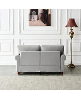 Streamdale Furniture Linen Fabric Upholstery With Storage Loveseat (Grey)