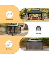 Streamdale Furniture 10' X 14' Hardtop Gazebo, Aluminum Metal Gazebo