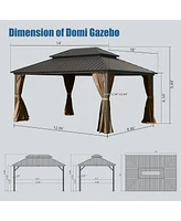 Streamdale Furniture 10' X 14' Hardtop Gazebo, Aluminum Metal Gazebo Withnized Steel Double Roof Canopy