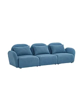 Simplie Fun Three Seat Lazy Sofa Teddy Fabric Blue