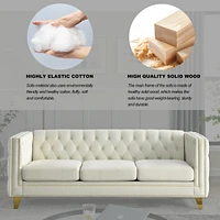 Beige Velvet Sofa Set, Modern, 2 Pieces
