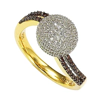 Suzy Levian New York Sterling Silver Cubic Zirconia Pave Ball Ring