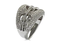 Suzy Levian New York Suzy Levian Sterling Silver Cubic Zirconia Pave Interlaced Ring