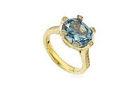 Suzy Levian New York Suzy Levian Sterling Silver Cubic Zirconia Blue Cocktail Ring