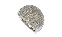 Suzy Levian New York Sterling Silver Cubic Zirconia Pave Wave Band Ring