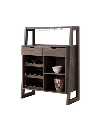 Simplie Fun Wine Cabinet Distressed Grey