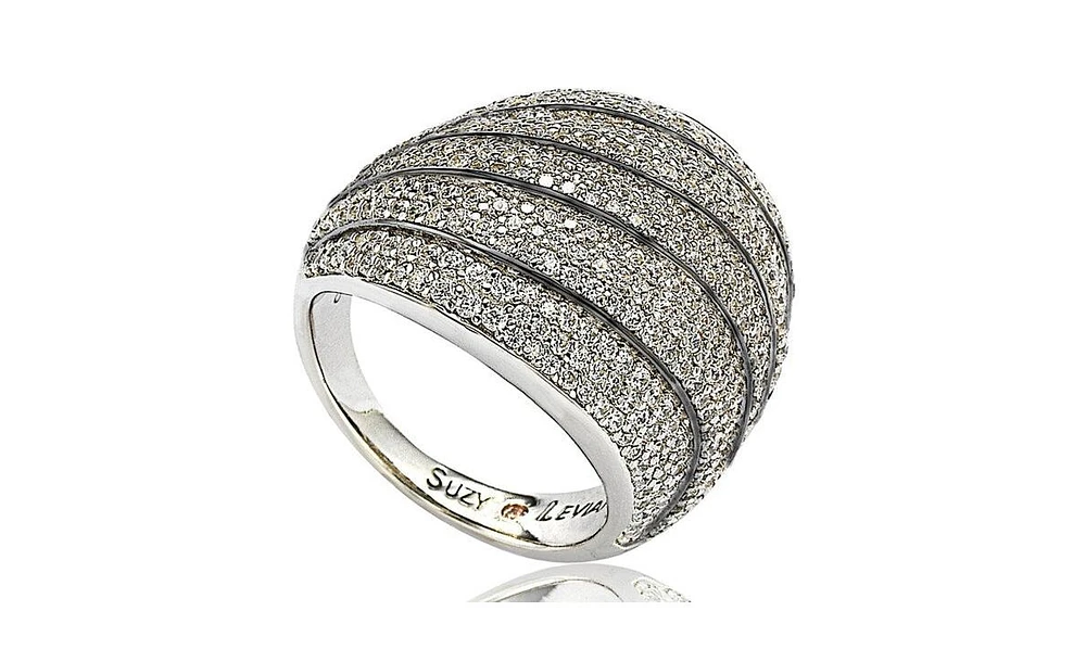 Suzy Levian Sterling Silver Cubic Zirconia Tiered Curved Dome Ring