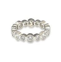 Suzy Levian Sterling Silver Cubic Zirconia Multi Circle Bezel Set Eternity Band