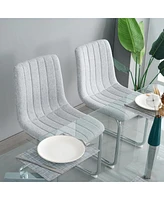 Table & Chair Set, Glass Top, Silver Metal Legs