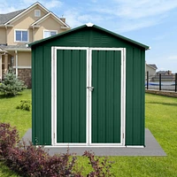 Outdoor Storage Sheds 4FTx6FT Apex Roof Green+White