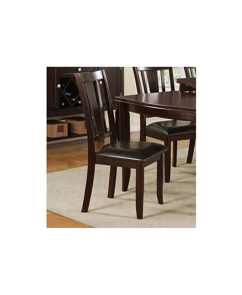 Simplie Fun Stylish Comfort Set of 2 Rubberwood Dining Chairs with Black Faux Leather Cushions