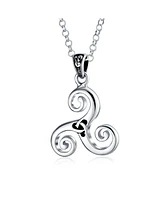 Bling Jewelry Spiritual Celtic Spiral Triquetra Trinity Knot Pendant Necklace For Women s Oxidized .925 Sterling Silver - Silver