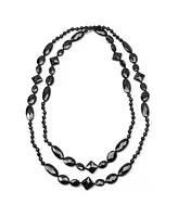 Bling Jewelry Geometric Faceted Natural Onyx Beads Endless Layering Long Warping Strand Necklace 53 Inch