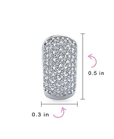 Bling Jewelry 5 Five Row Pave Cubic Zirconia Cz Wide Huggie Hoop Earrings For Women Sterling Silver