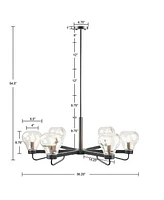 Devon 6-Light Chandelier With Bowl Shaped Glass Shades