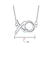 Bling Jewelry Minimalist Hugs And Kisses Xo Station Pendant Necklace For Women For Sterling Silver With Chain