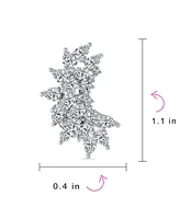 Bling Jewelry Elegant Classic Teardrop Shape Ear Crawler Clusters Cubic Zirconia Cz Leaf Clip On Earrings For Women Prom Formal Party