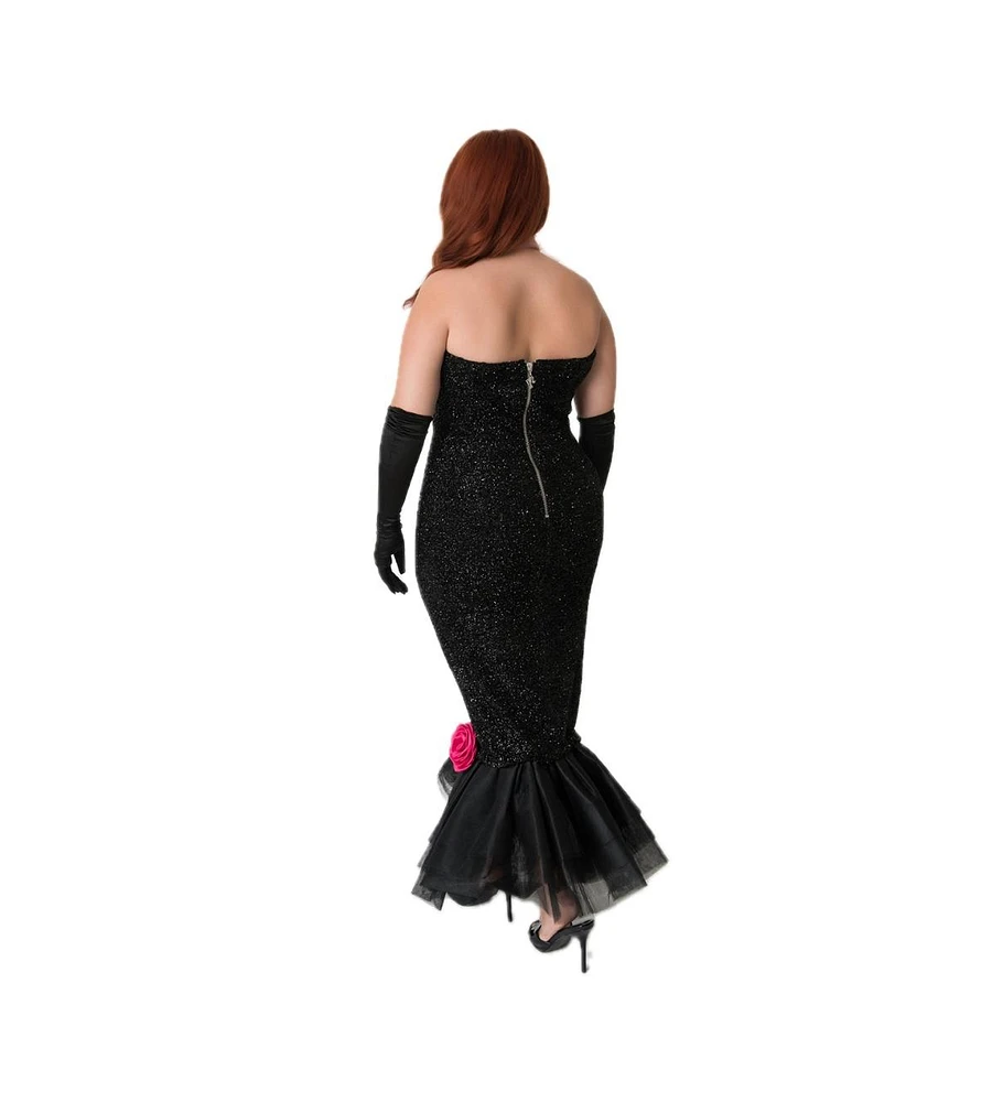 Unique Vintage Plus Size Barbie Black Solo In The Spotlight Strapless Wiggle Dress
