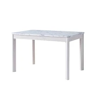 Streamdale Furniture Dining Table Faux Marble White & White Oak