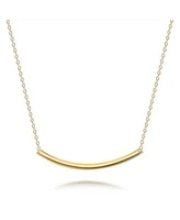 Bling Jewelry Minimalist Delicate Thin Sideways Horizontal Round Tube Curved Bar Slide Pendant Necklace For Women Sterling Silver
