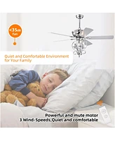 Streamdale Furniture Traditional Silver Ceiling Fan with Remote Control