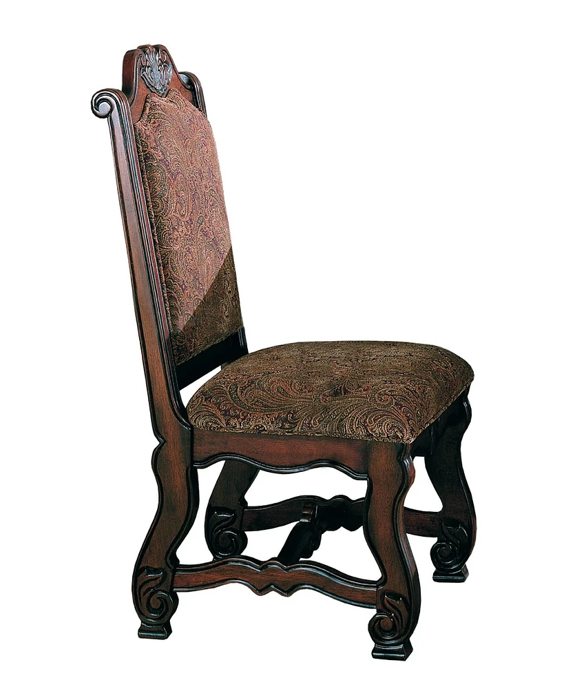 Simplie Fun Traditional Upholstered Dining Chair in Luscious Brown Finish