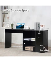 Streamdale Furniture 180 Rotating Corner Desk with Storage Shelves and Drawer, Black