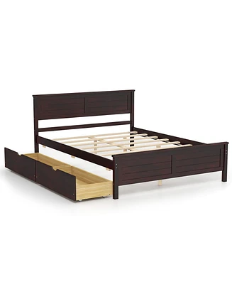 Slickblue Full Bed Frame with Storage Drawers and Solid Wood Headboard