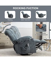 Streamdale Furniture Oversized Rocker Recliner with Massage, Heat, and Usb