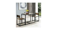 Slickblue 3 Pcs Dining Set Compact Table and 2 Chair with Metal Frame for for Small Space