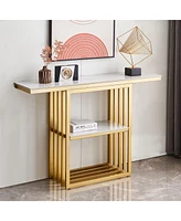 Simplie Fun Metal Frame Console Table for Home & Office (Gold)