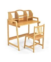 Slickblue Wicker Kids Study Desk and Chair Set with Bookshelf