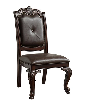 Simplie Fun Traditional Dining Side Chair with Faux Leather Upholstery