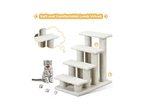 Slickblue 24 Inch 4-Step Pet Stairs Carpeted Ladder Ramp Scratching Post Cat Tree Climber