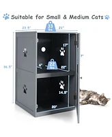 Slickblue 2-tier Litter Hidden Cat House With Anti-toppling Device