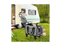 Slickblue Rolling Cat Carrier with Dual-use Pads and Litter Bag-Grey