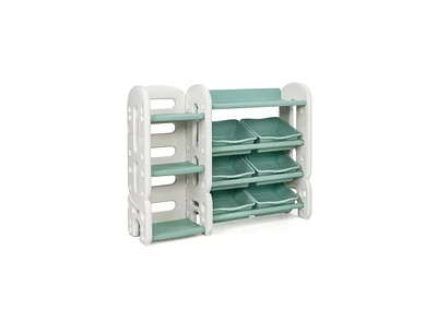 Slickblue Kids Toy Storage Organizer with Bins and Multi-Layer Shelf for Bedroom Playroom