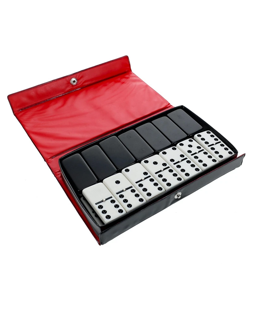 We Games Two-Toned Black & White Double 6 Dominoes with Spinners - Club Size