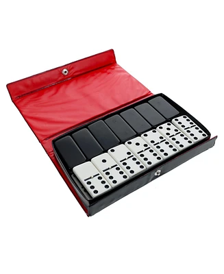 We Games Two-Toned Black & White Double 6 Dominoes with Spinners - Club Size