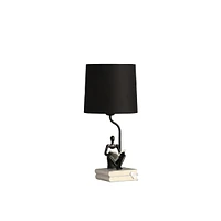 Streamdale Furniture 20.5" In Modern Reader Black Sitting A Gray Stack Of Books Polyresin Table Lamp